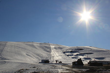 Sunce, LED, snowboard, klizalište, snijeg, priroda, Zima