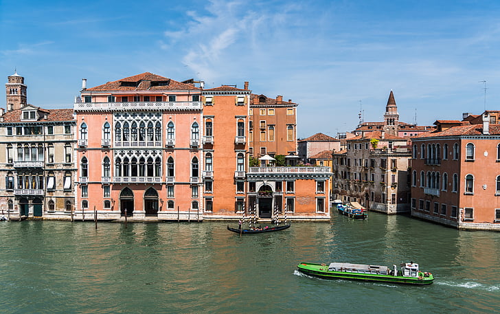 Wenecja, Włochy, Architektura, Grand canal, łodzie, Europy, wody