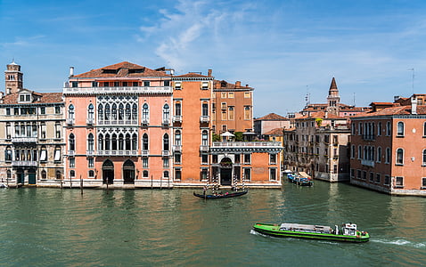Βενετία, Ιταλία, αρχιτεκτονική, στο μεγάλο κανάλι, Πλωτά καταλύματα, Ευρώπη, νερό