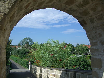 objetivo, Muralla de la ciudad, arco, jardín, cielo, azul, arquitectura