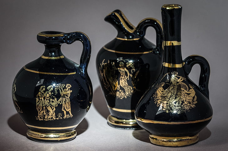 amphora, vases, greek, antique, greece, macro