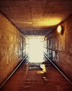 luz, túnel, entrada, corredor, metro, urbana