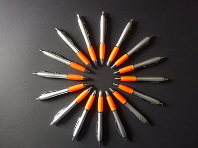 Pen, Orange, symmetri, Office, lämna, tuschpenna, brevpapper