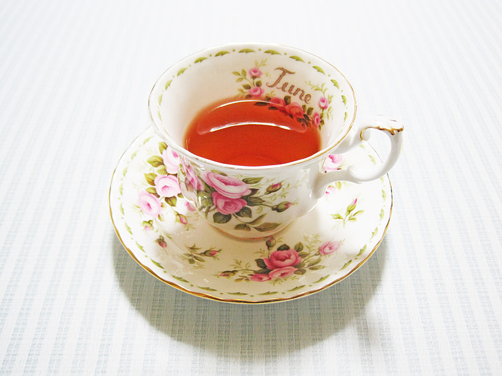 Tea-time, Tasse, Juni, stieg, trinken, Hitze - Temperatur, Tee - Heißgetränk