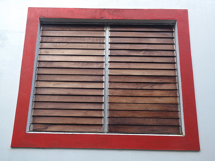 Прозорец, стена, червен, дървен материал, строителство, къща, екстериор