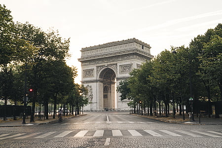 Arc, de, Triomphe, Paris, dagtid, träd, Anläggningen