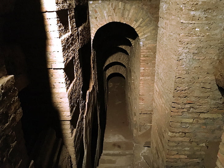 antique, romain, catacombes