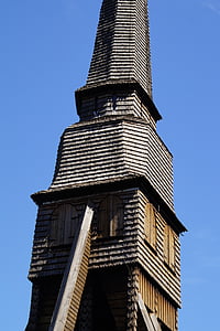 pelarne, campanário, Igreja de madeira, velho, Suécia, Småland, arquitetura