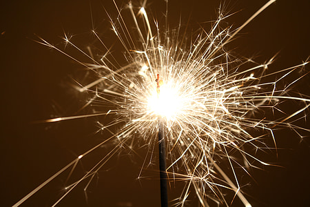 sparkler, sylvester, light, new year's eve, radio, fire, shower of sparks