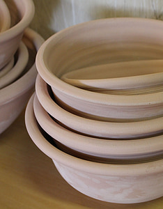 pottery, bowls, unglazed, ceramic, clay, handmade