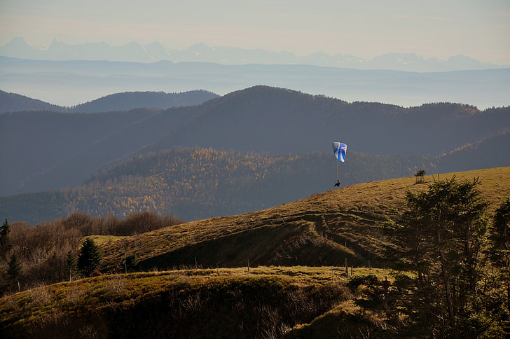 vosges, paragliding, fall, mountains, france