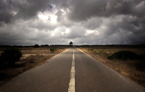 abrir caminho, estrada, nublado, nuvens, Kythira, natureza, nuvem - céu