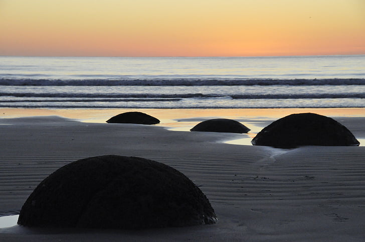 Moeraki boulders, Landschaft, Strand, Ozean, Neu, Seeland, Runde