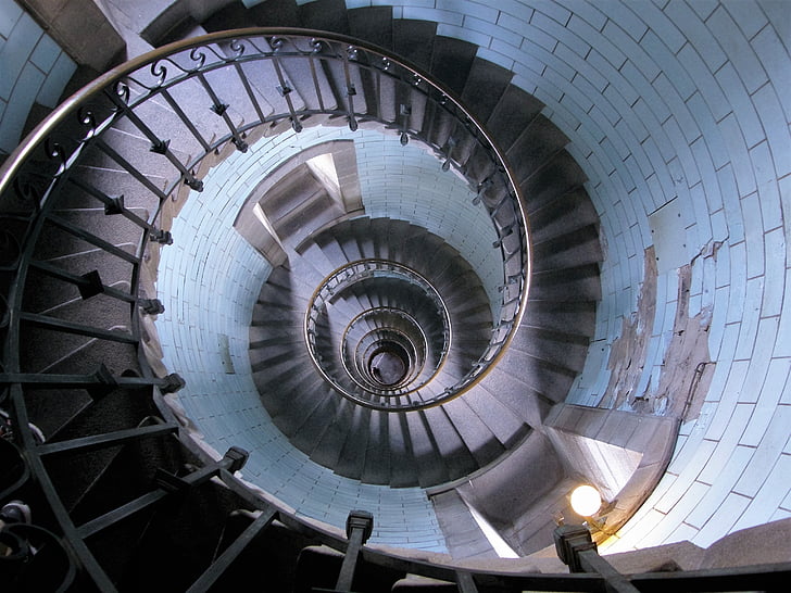 stairs, lighthouse, spiral staircase, staircase, eckmuhl, railing