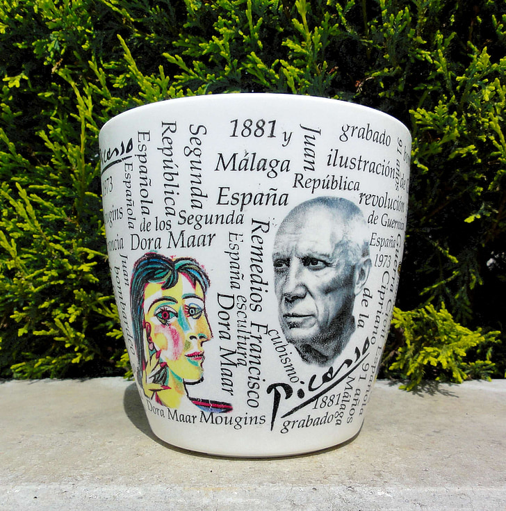 Picasso, Flower pot, Cup, keraamika, allkiri, kunstnik, maalikunstnik