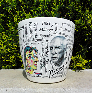 Picasso, blomkruka, Cup, keramik, signatur, konstnär, målare
