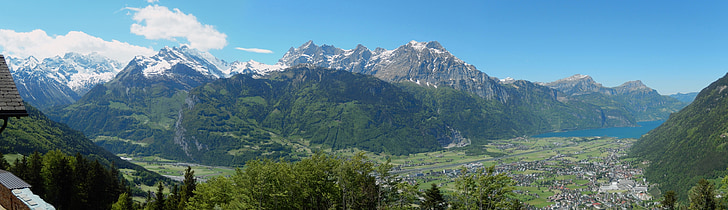 в кантона Ури, Швейцария, снимка на кремове от дали schatten село, панорама, пейзаж
