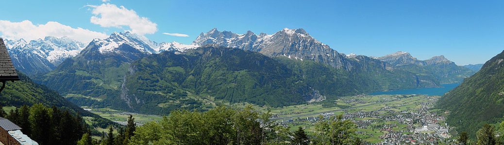 у кантоні Урі, Швейцарія, Фото на haldi чи schatten село, Панорама, краєвид