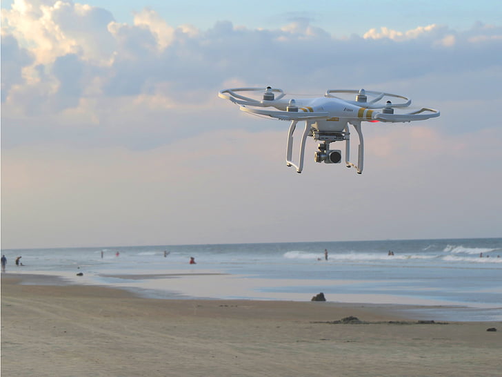 praia, drone, oceano, pessoas, areia, mar, beira-mar