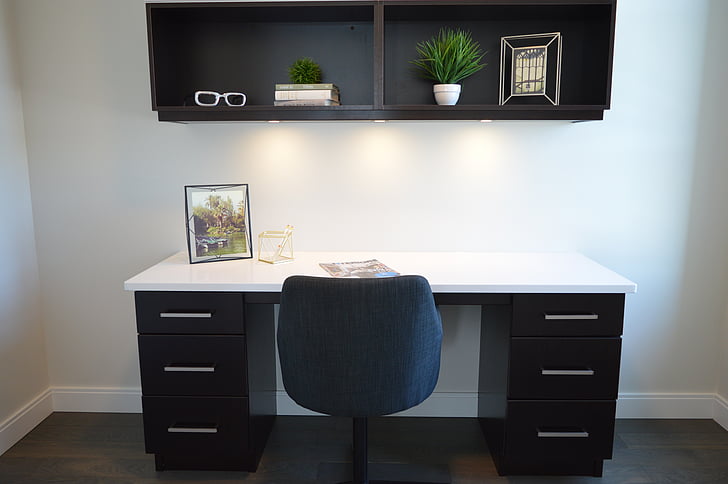 home office, chair, desk, workspace, workstation, furniture, interior