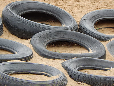 tires, playground, sand, rubber, play, sandbox, outdoor