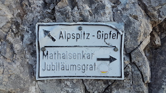 Alpspitze, felmásznak, könyvtár, pajzs, alpesi, Időjárás kő, Zugspitze-hegység
