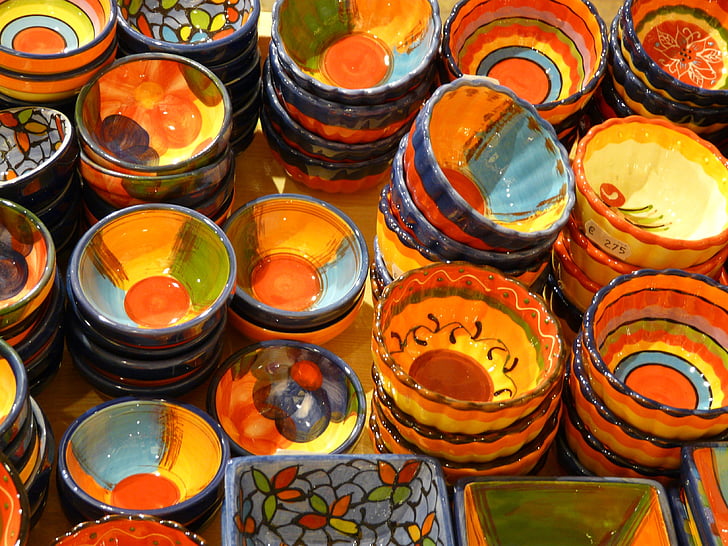 keramik, keramik, kunst, farverige, farve, malet, maleri