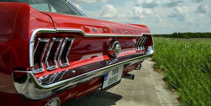 Ford, Mustang, staré, Car, oldschool, Doprava, červená