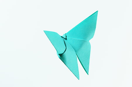 origami, izolēta, pieeja, apdare, zila, zaļa, kultūra