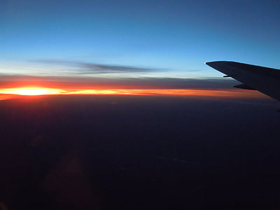 zonsondergang, avondlucht, Afterglow, reizen, vliegtuigen, vliegtuig, vliegen