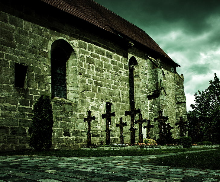 by kyrka, segringen, kyrkogården