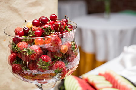 fruits, fraises, dessert, manger, en bonne santé, la fraîcheur, alimentaire