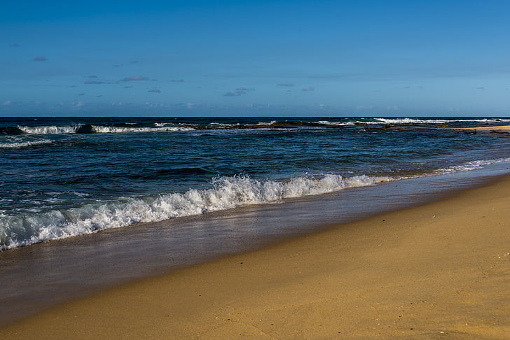 Plaża, fale, Brisbane, morze, piasek, nie ma ludzi, horyzont