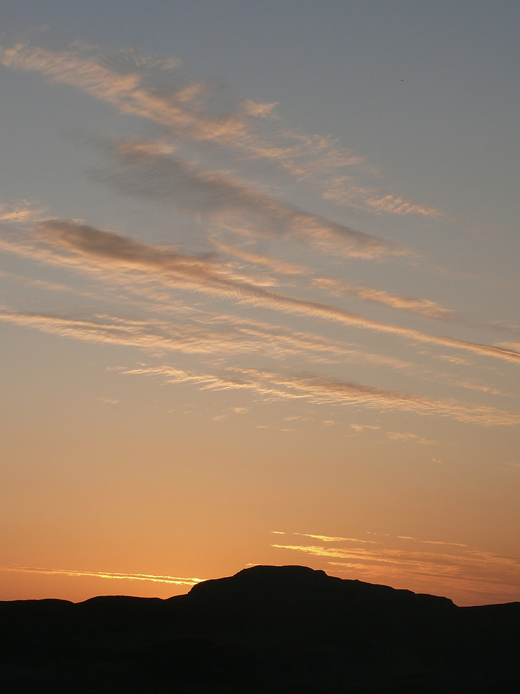 สกอตแลนด์, ภูเขา, ท้องฟ้า, พระอาทิตย์ตก, ระบบคลาวด์, เมฆ