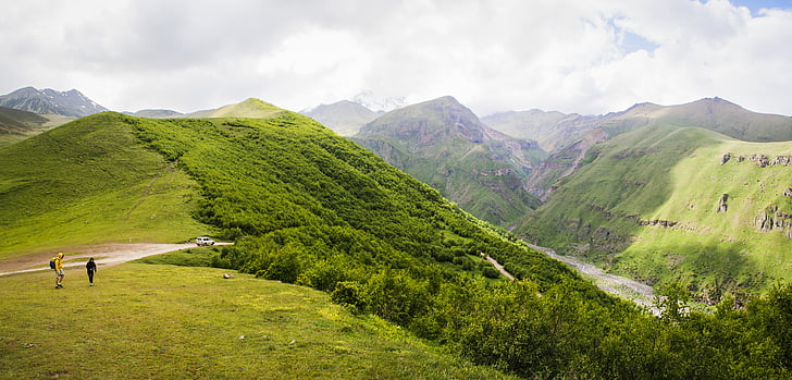 Гора, гірський ландшафт, Природа, Грузія, Річка, води, Кавказ