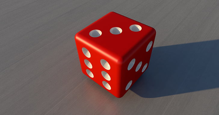 Cube, spille, tilfældige, held og lykke, rød, point, antal øjne