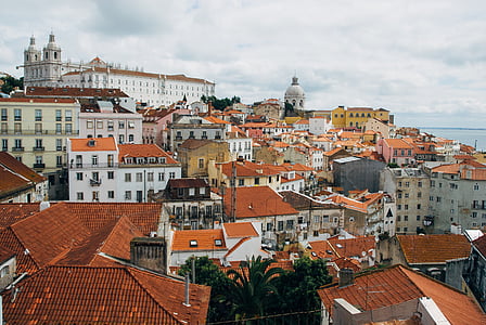 mesto, počitnice, poletje, potovanja, pogled, Alfama, lizbonske