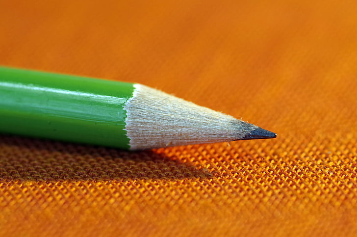 blyant, At skrive, skærpet, grøn, brevpapir, Office, skole
