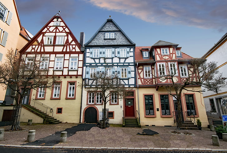 Aschaffenburg, bassa franconia, Baviera, Germania, centro storico, capriata, Fachwerkhaus