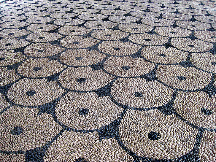 mosaic, stones, floor, rhodes, kalithea, grey, pattern