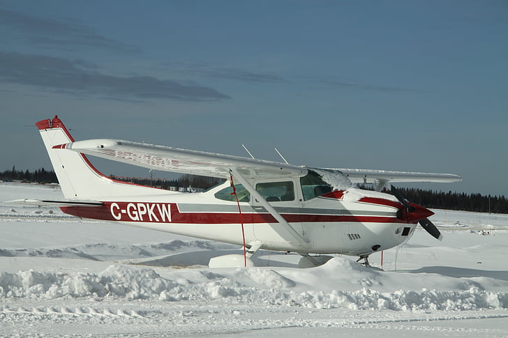 avión, plano, hélice, invierno, retro, Vintage, nieve