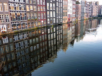 水, 運河, ミラーリング, チャネル, オランダ, オランダ, アムステルダム