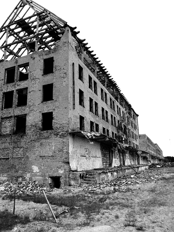accident, abandonat, HDR, les ruïnes de la, pustostan, Borne sulinowo, les fotografies en blanc i negre