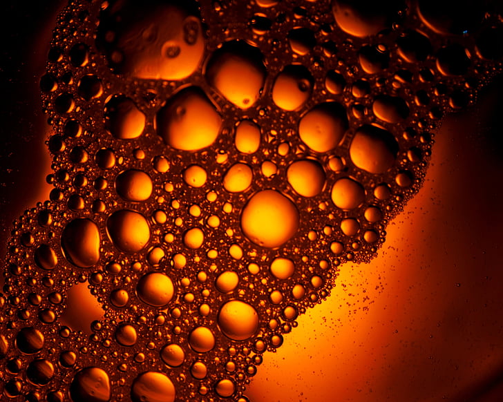bubbels abstracte kunst, goud, Gouden, drankje, bruin, drank, voedsel