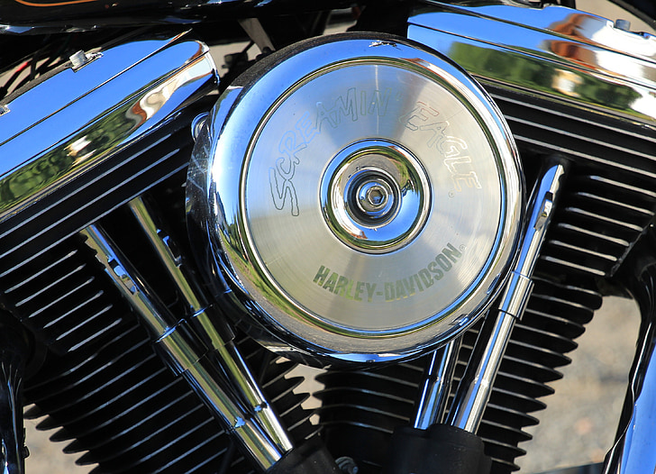 motorna, motorno kolo, Harley davidson, svetleči, dom, kovine, krom