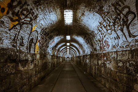 tunnel, underground, underpass, lighting, budapest, dark, spooky