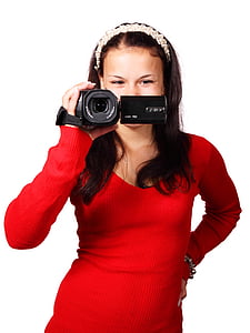 camcorder, camera, digital, equipment, female, girl, indoors