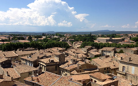 Uzès, poble, sostre, per a sostres, sud de França, Europa, arquitectura