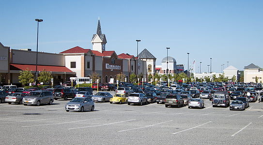 Parc de stationnement, Centre commercial, Shopping, parking, é.-u., voiture, rue