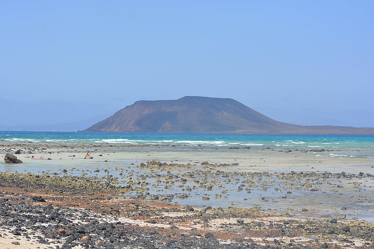 Isle de lobos, øya, Fuerteventura, sjøen, stranden, natur, blå himmel